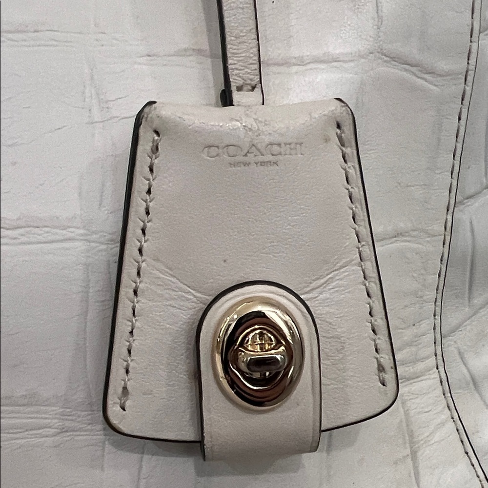 Coach Ivory Croc-Embossed Satchel - Picture 3 of 16